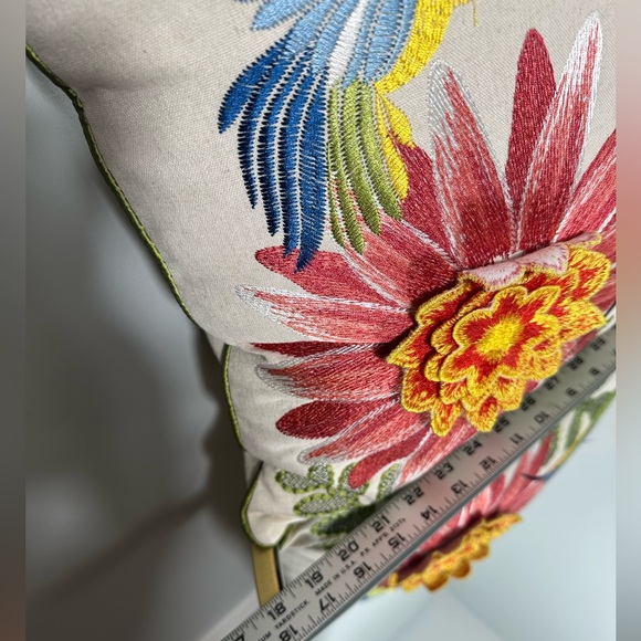 Pier 1 Decorative Embroidered Hummingbird Summer Tropical Throw Pillow - Picture 13 of 13